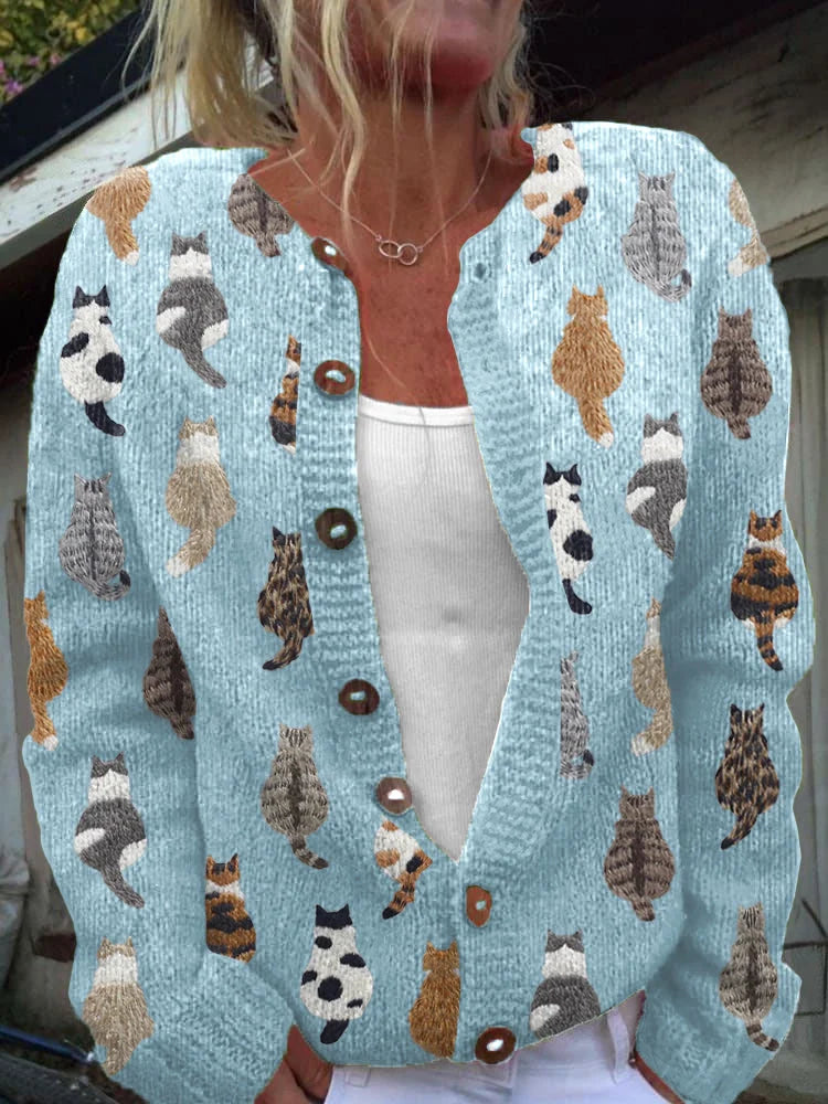 BOLONIA | CARDIGAN CON ESTAMPADO DE GATOS