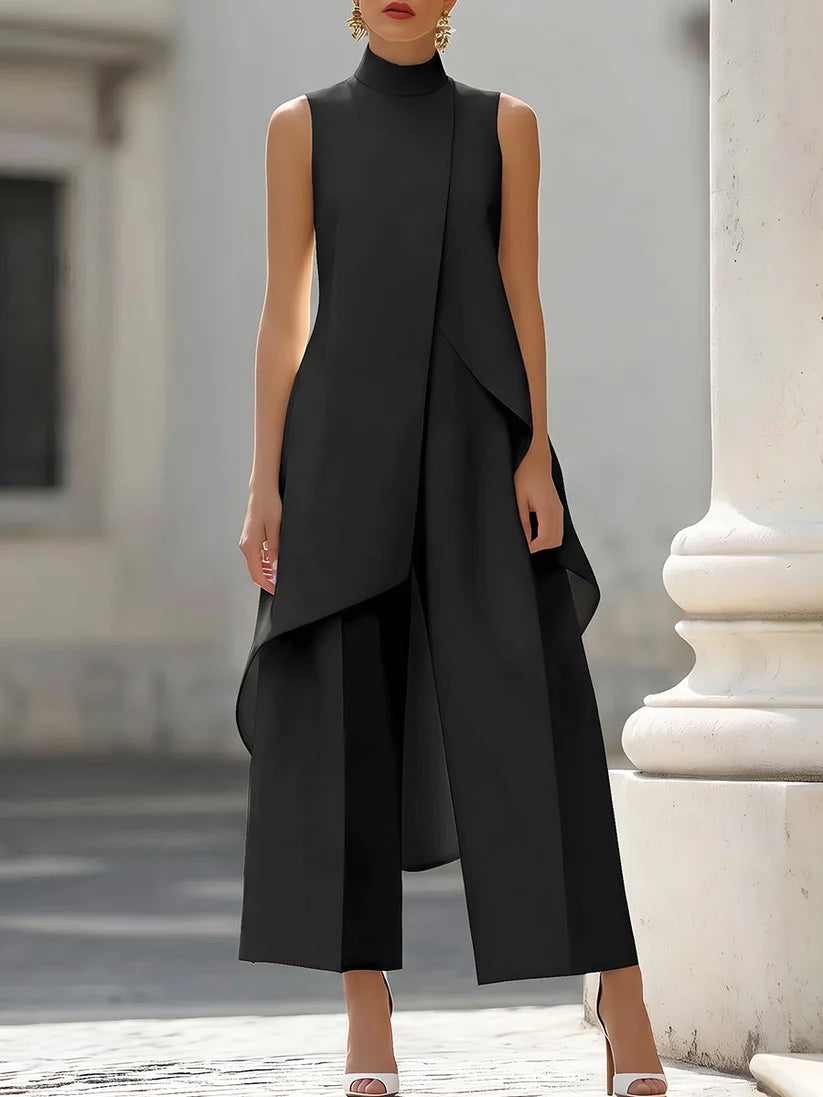 POSITANO | CONJUNTO ELEGANTE CUELLO ALTO Y PANTALÓN PALAZZO