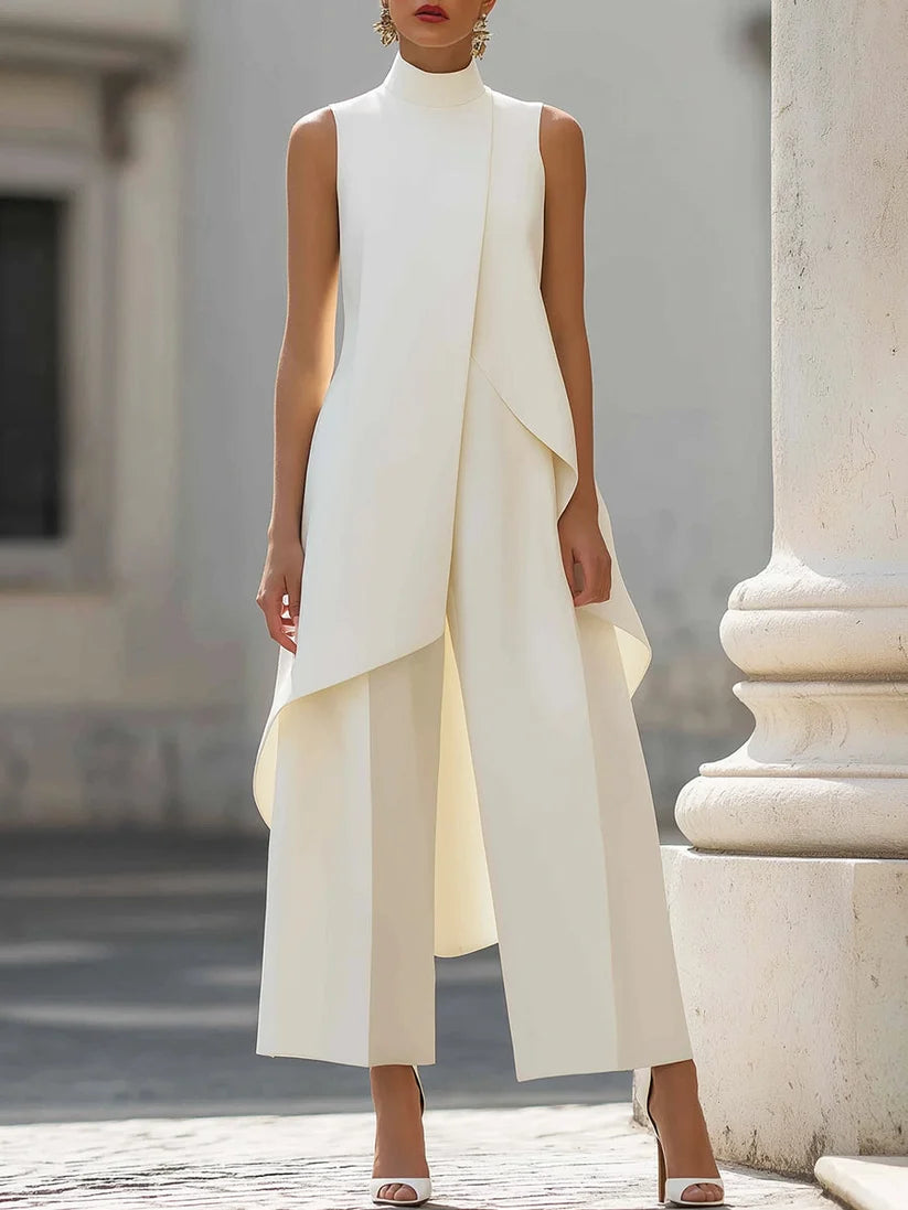POSITANO | CONJUNTO ELEGANTE CUELLO ALTO Y PANTALÓN PALAZZO