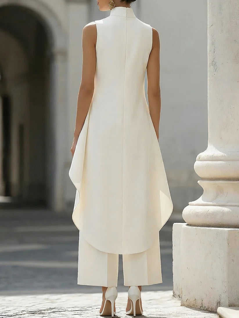 POSITANO | CONJUNTO ELEGANTE CUELLO ALTO Y PANTALÓN PALAZZO