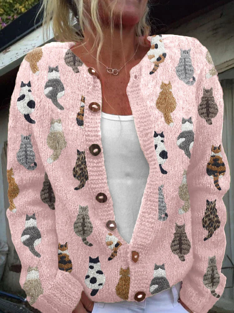BOLONIA | CARDIGAN CON ESTAMPADO DE GATOS