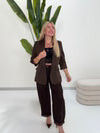 FLORENCIA | BLAZER STRETCH ENTALLADO CHOCOLATE