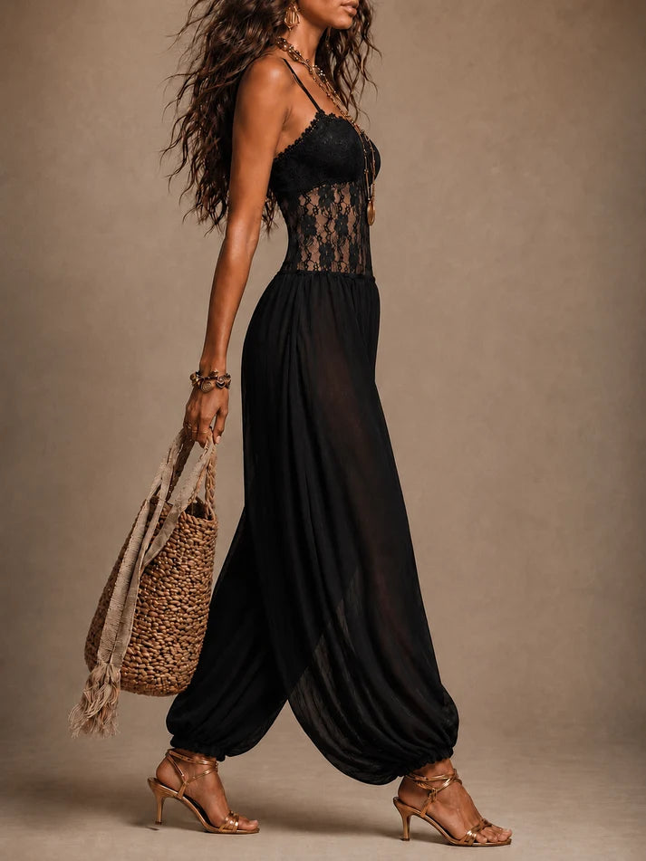 LAIA | MONO HALTER CON ENCAJE FLUIDO