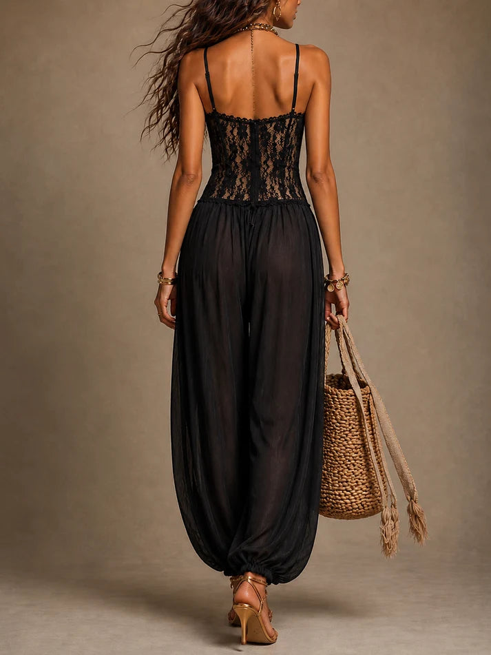 LAIA | MONO HALTER CON ENCAJE FLUIDO