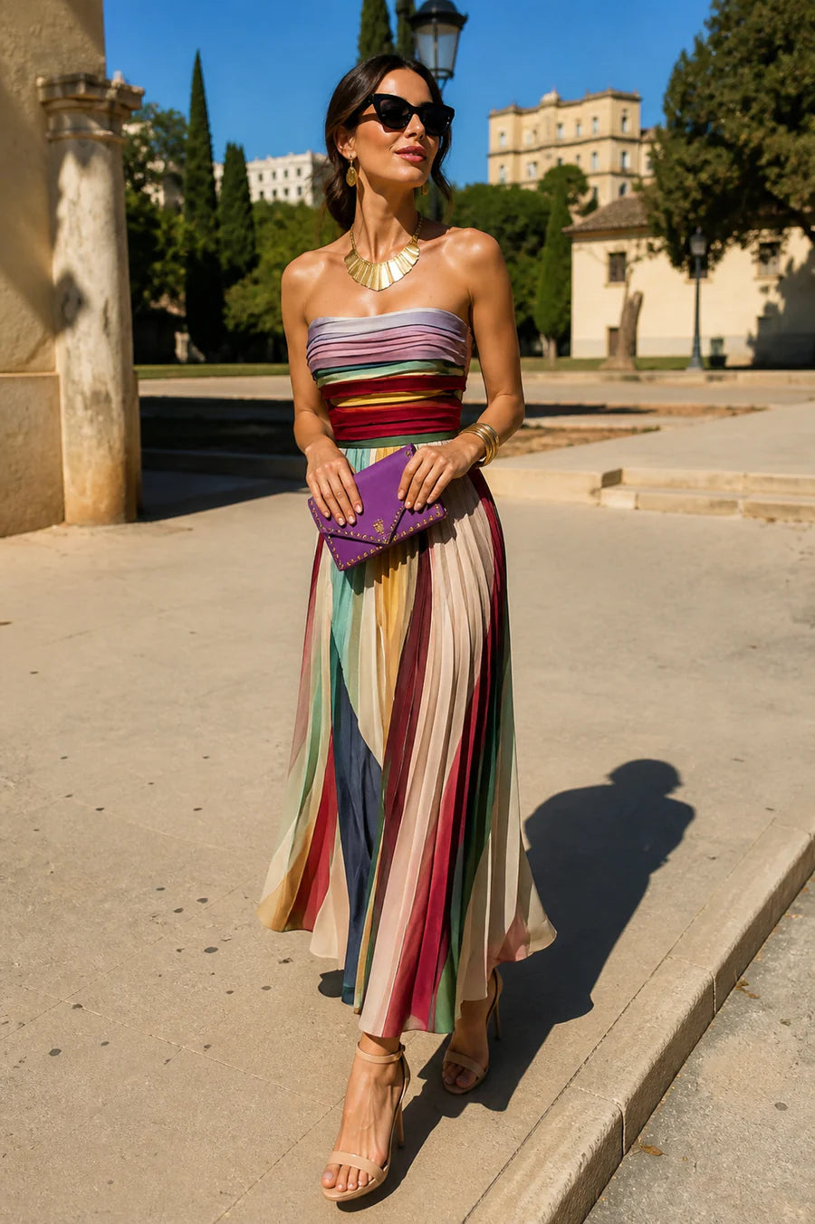EVELYN | VESTIDO LARGO ELEGANTE MULTICOLOR