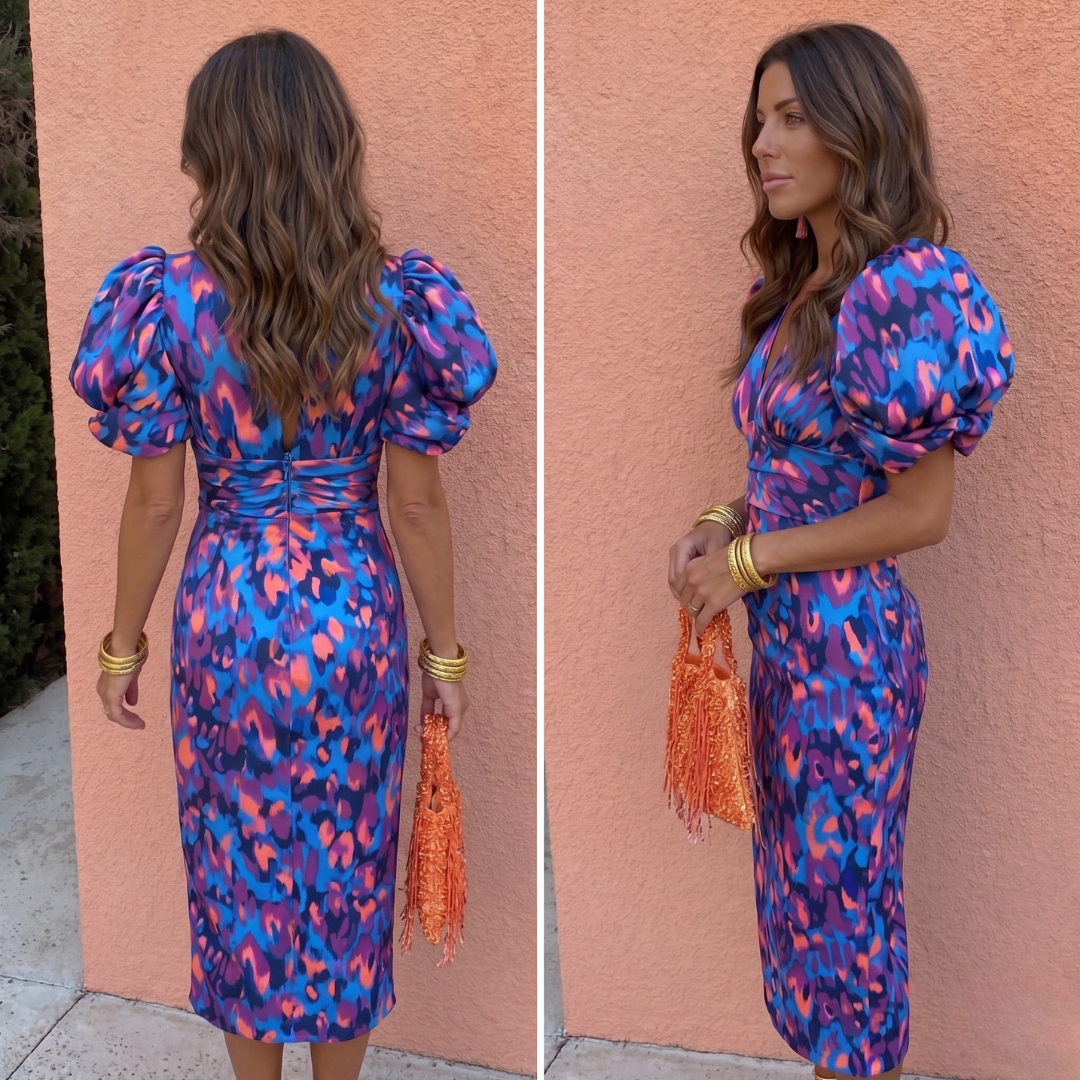 AMALFI | VESTIDO DE VERANO ESTAMPADO CON MANGA ABULLONADA