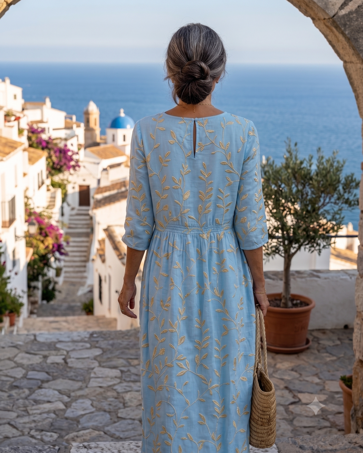 ALTEA | VESTIDO LARGO CON BORDADOS MEDITERRÁNEOS