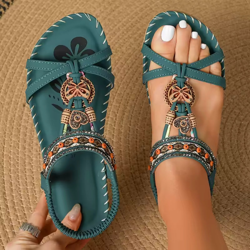 MYKONOS | SANDALIAS BOHEMIAS CON PEDRERÍA