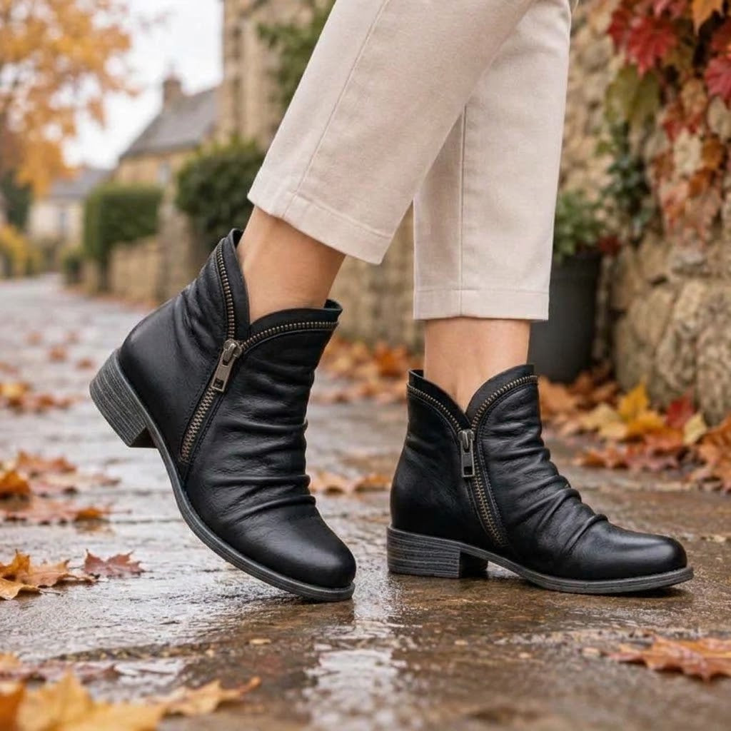 NÁPOLES | BOTINES CHIC CON TACÓN ESTABLE Y ACABADO TEXTURIZADO