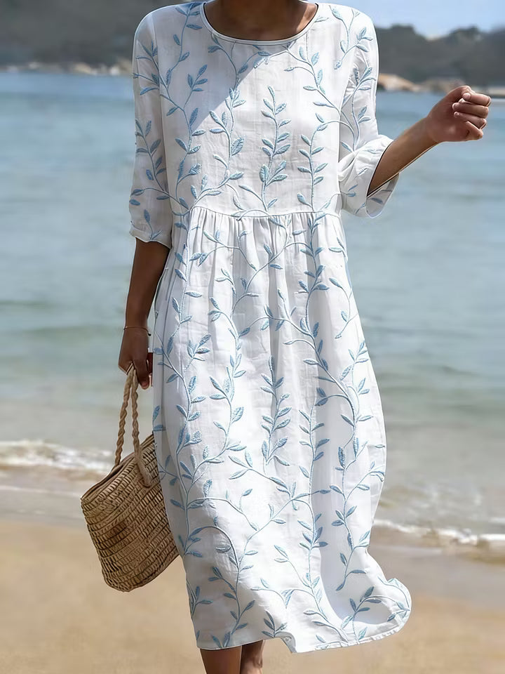 ALTEA | VESTIDO LARGO CON BORDADOS MEDITERRÁNEOS