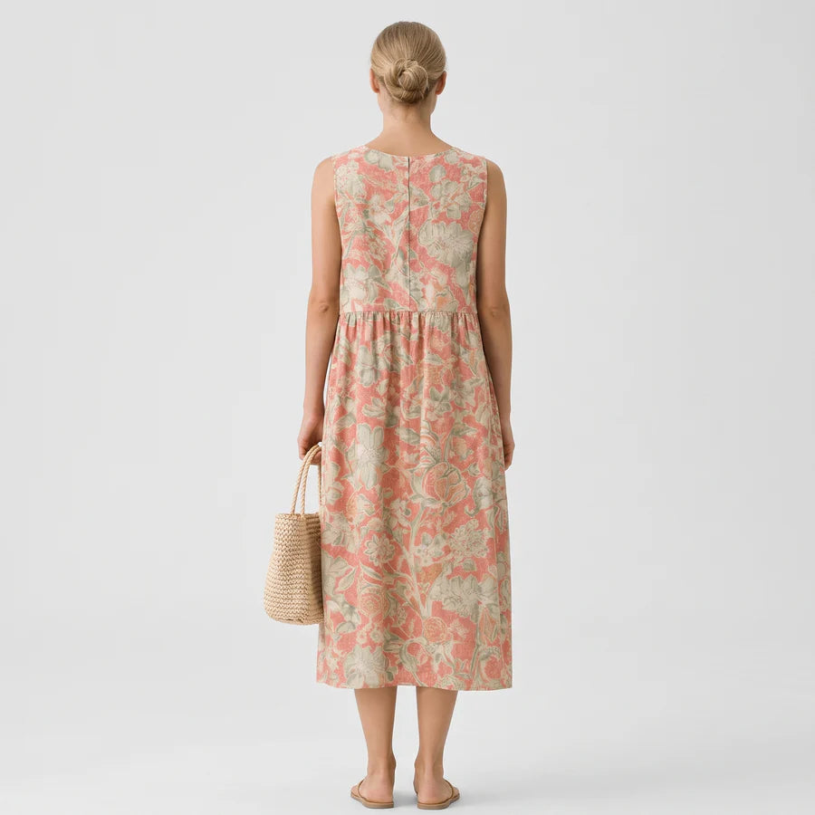 ROSA | VESTIDO MIDI ESTAMPADO FLORAL SIN MANGAS